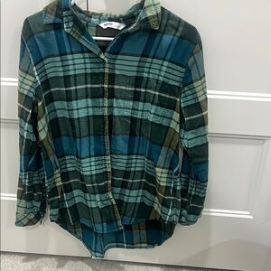 Teal and Navy Plaid Shirt